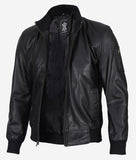 Leather Bomber Black Mens Cowhide Leather Jacket