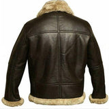 Dark Brown Fur Bomber Shearling Sheepskin Leather Jacket Men - Leather Jacket