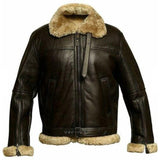 Dark Brown Bomber Shearling Leather Jacket