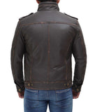  Brown Distressed Leather Jacket Men