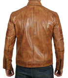Austin Mens Cafe Racer Distressed Lambskin Tan Leather Jacket