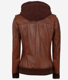 Leather Jacket  Womens Hooded Jacket