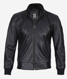 Leather Bomber Black Mens Cowhide Leather Jacket