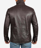 Richards Mens Dark Brown Leather Car Coat