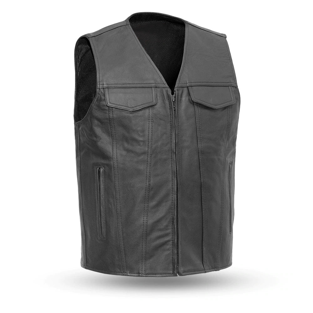 Passion - Men's Motorcycle Black Cowhide Leather Vest