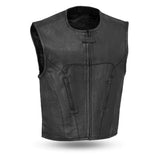 Ether - Men's Motorcycle Black Cowhide Leather Vest