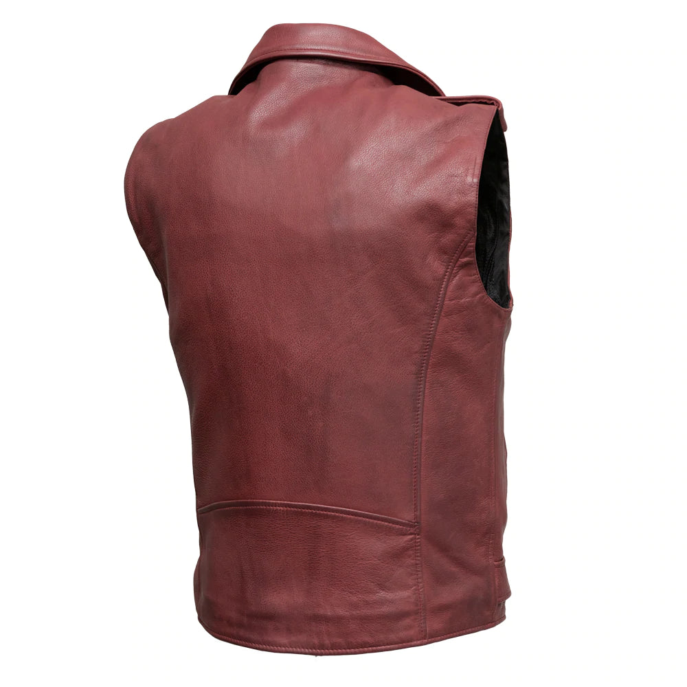 Sapphire - Men's Motorcycle Maroon Cowhide Leather Vest