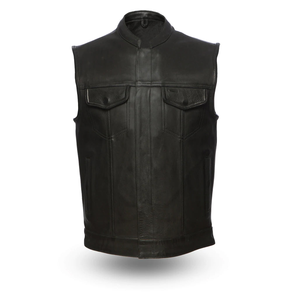 Sultana - Men's Motorcycle Black Cowhide Leather Vest
