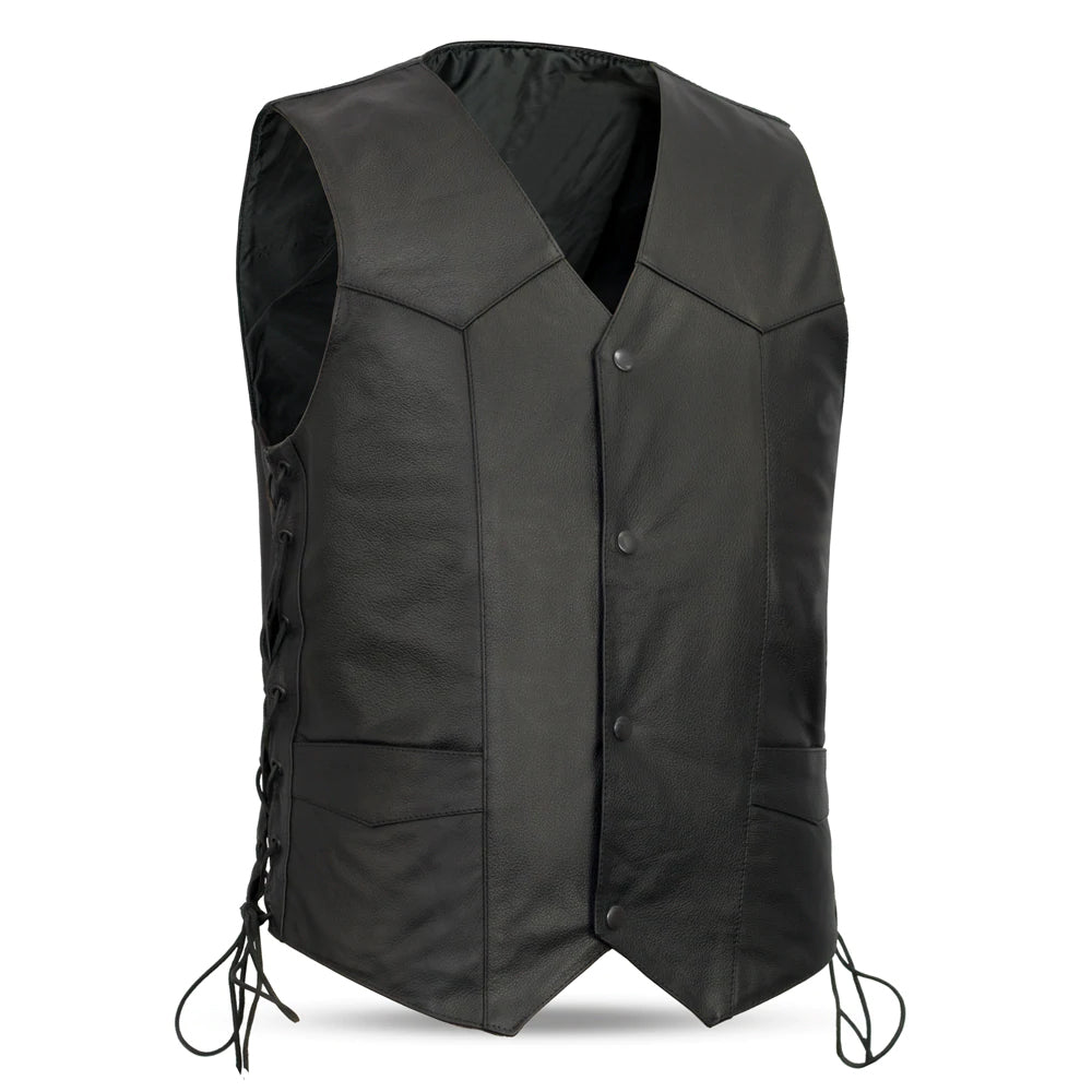 Thrive - Men's Motorcycle Black Cowhide Leather Vest