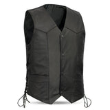Thrive - Men's Motorcycle Black Cowhide Leather Vest