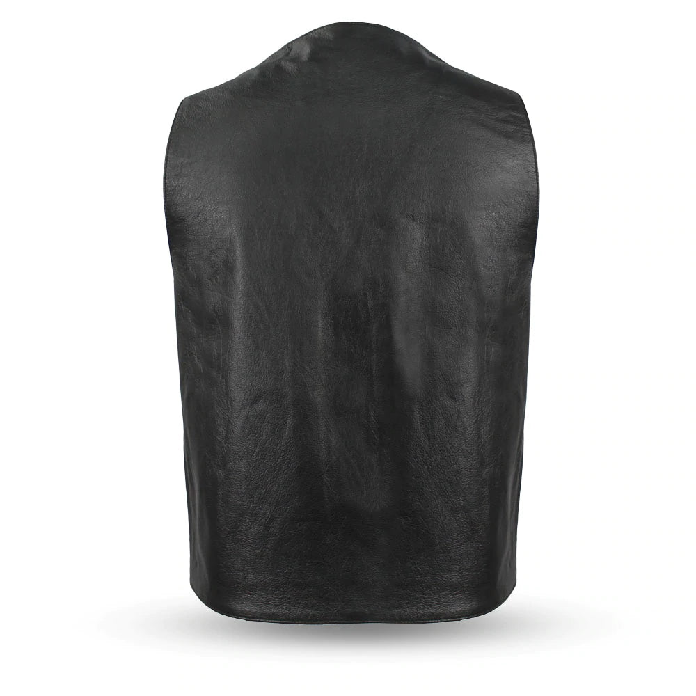 Companion - Men's Motorcycle Black Cowhide Leather Vest