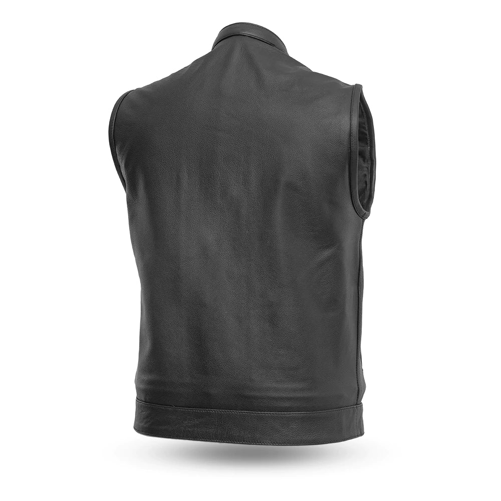 Xpress - Men's Black Cowhide Leather Motorcycle Vest