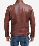 Brown Cafe Racer Motorcycle Mens Leather Jacket