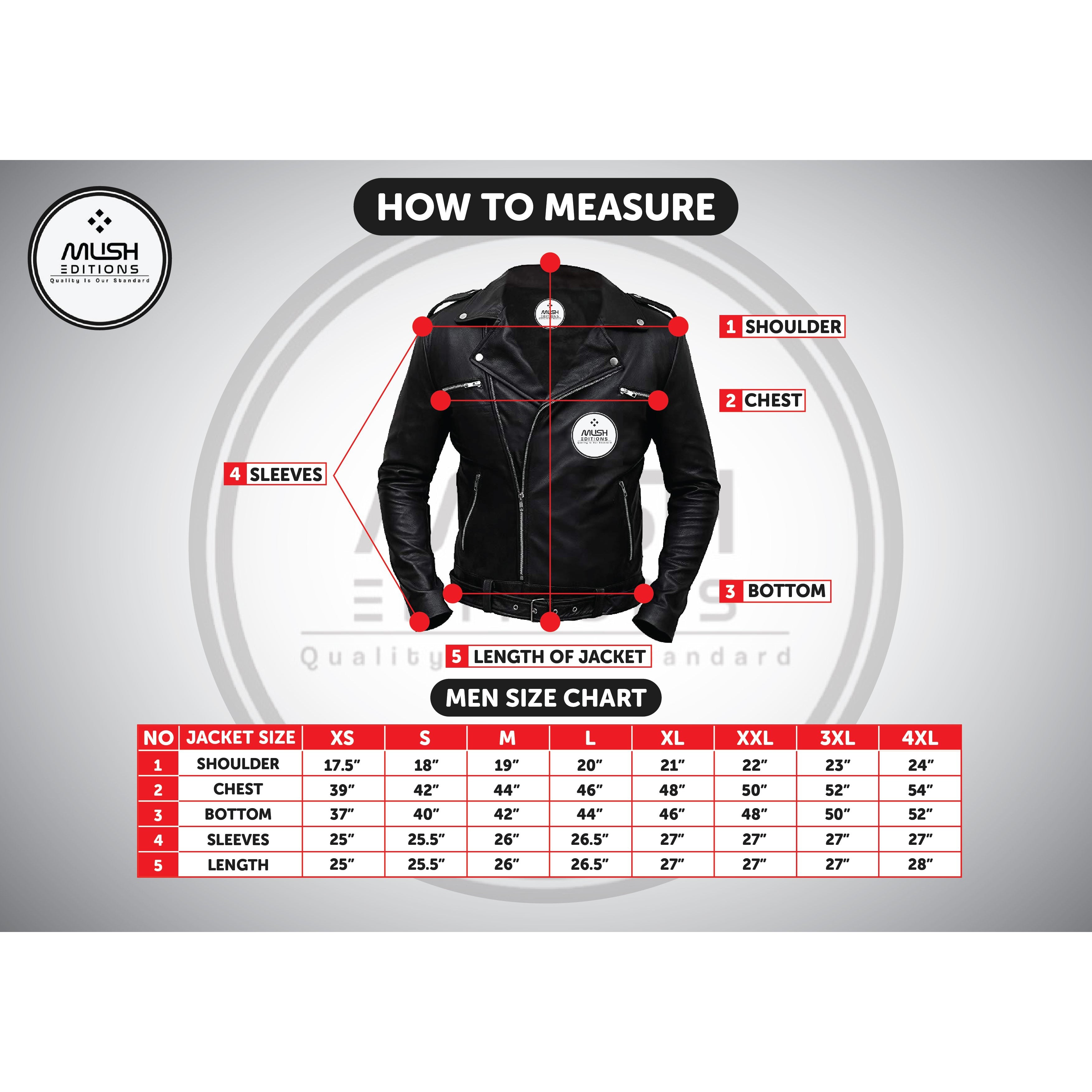 Leather Jacket Men's Outerwear Size Chart Leather Jacket Us