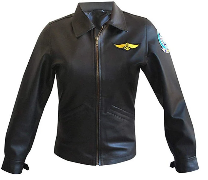 Black Leather Biker Jacket With Collar