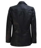 Womens Black Leather Blazer  Two Button Style