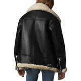 Stylish Black FUR Sheepskin Leather Jacket for Women - Leather Jacket
