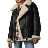 Stylish Black FUR Sheepskin Leather Jacket for Women - Leather Jacket