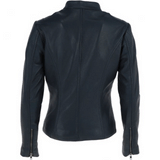 Stylish Black Biker Sheepskin Leather Jacket Women