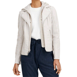 Women Stylish Hooded and Quilted White Sheepskin Leather Jacket