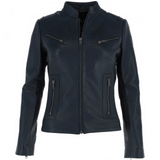 Stylish Black Biker Sheepskin Leather Jacket Women