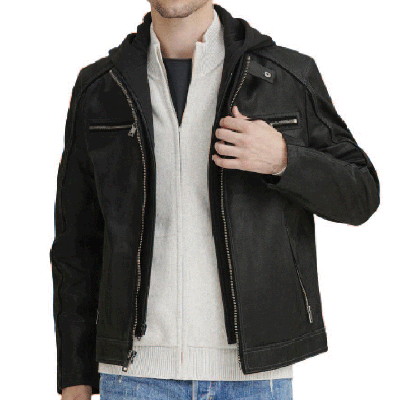 Top Quality Rivet Motorcycle Sheepskin Real Coats Men Short