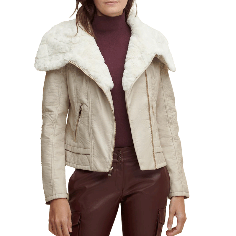 Leather jacket with fur