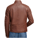 Casual Stylish Brown Fitted Motorcycle Sheepskin Leather Jacket Men