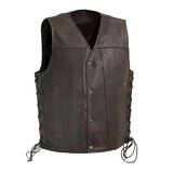 Trigger - Men's Motorcycle Black Cowhide Leather Vest