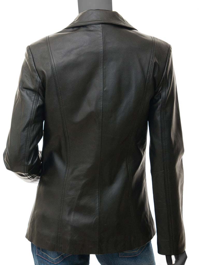 Womens Leather Blazer Jacket  Black Coat
