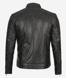 Austin Mens Lambskin Black Cafe Racer Leather Jacket