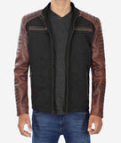 Cafe Racer Mens Black and Brown Leather Jacket