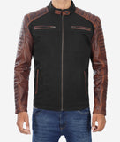 Cafe Racer Mens Black and Brown Leather Jacket