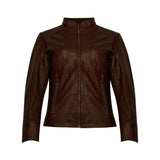 Brown Casual Leather Jacket for Women