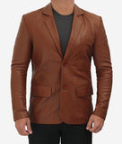 Glendale Mens Brown Leather Blazer
