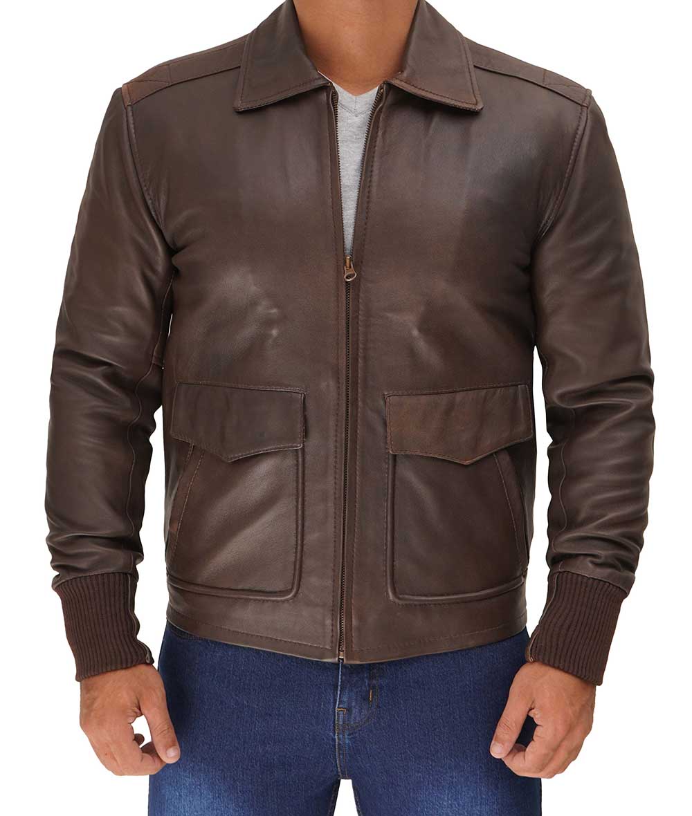 brown bomber jacket