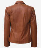Womens Two Button Brown Leather Blazer