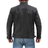 Cafe Racer Distressed Motorcycle Men Leather Jacket - Leather Jacket