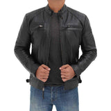 Cafe Racer Distressed Motorcycle Men Leather Jacket - Leather Jacket