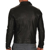 Casual Short Black Biker Leather Jacket for Men - Leather Jacket