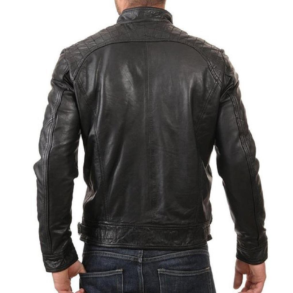 Fashionable leather jacket with shoulder pads For Comfort And