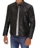 David Mens Black Leather Cafe Racer Jacket