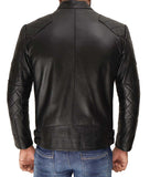 David Mens Black Leather Cafe Racer Jacket