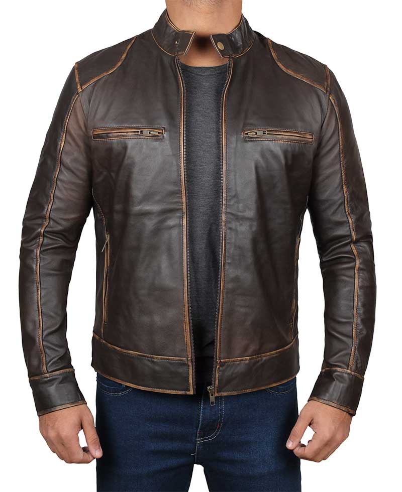 Dodge Vintage Brown Leather Jacket