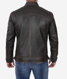 Claude Mens Biker Brown Distressed Quilted Jacket