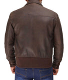 Brown Vintage Distressed Leather Mens 1950s Style A2 Bomber Jacket