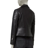 BIKER LEATHER JACKET WITH LINING ON SLEEVES FOR WOMEN - Leather Jacket