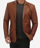 Glendale Mens Brown Leather Blazer
