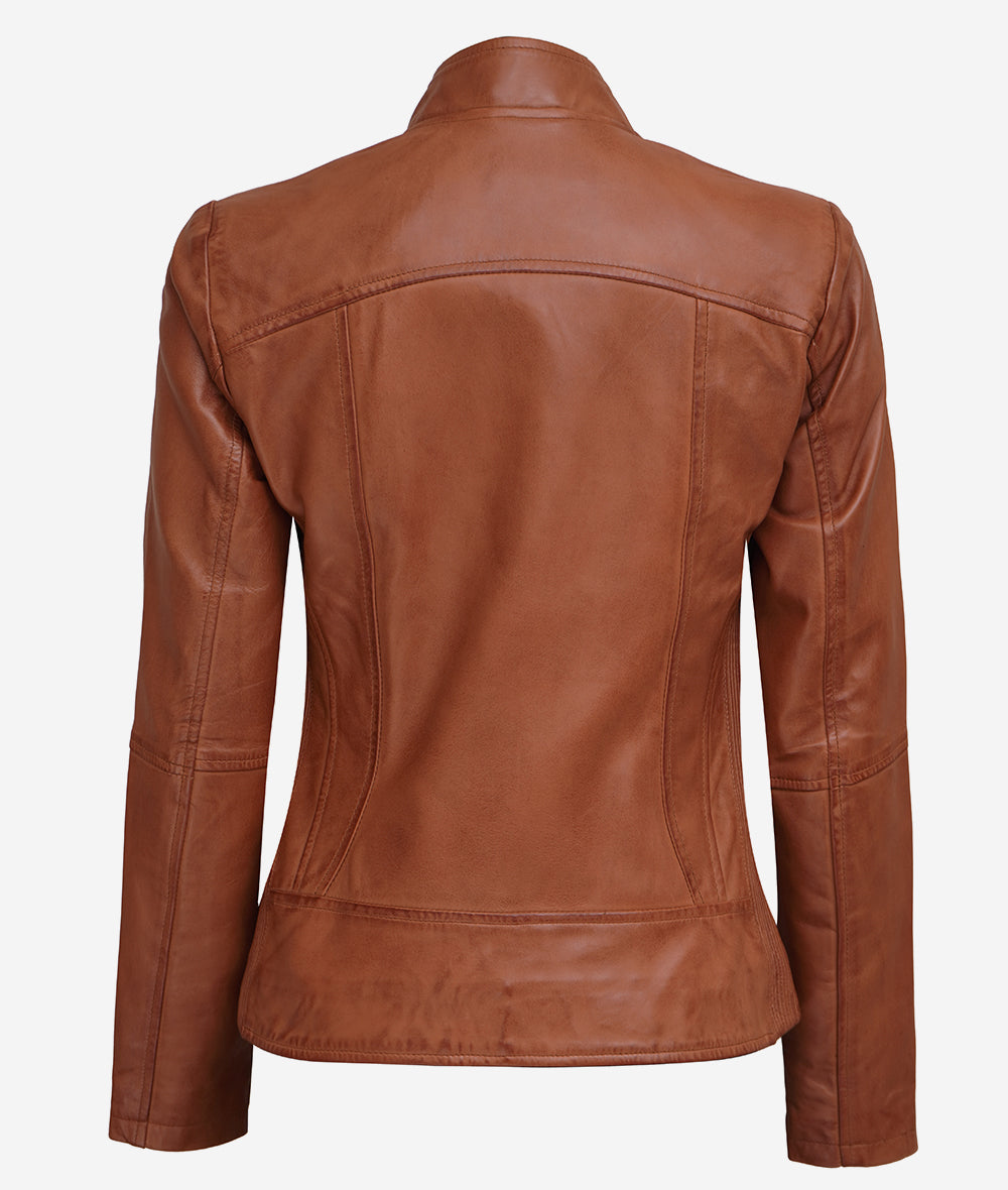 Slim Fit Leather Jacket  Womens Brown Leather Biker Jacket