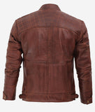 Mens Distressed Brown Motorcycle Leather Jacket